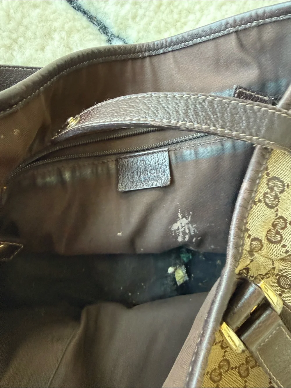 Gucci Beige Brown GG Canvas Shoulder Bag